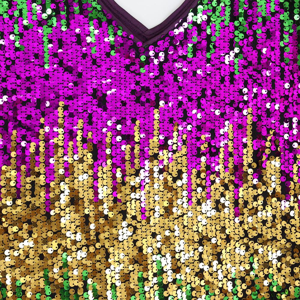 10542 European & American Gradient Sequin V-neck Backless Mini Party Dress