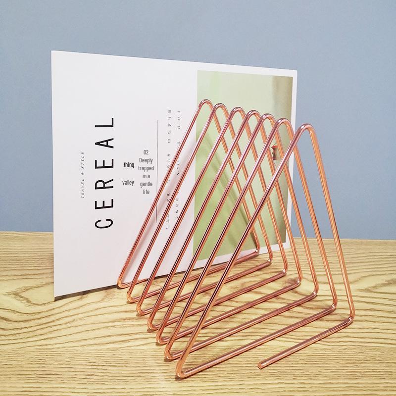 Nordic Style Iron Triangle Bookshelf Stand - Creative Desk Organizer for Books and Magazines