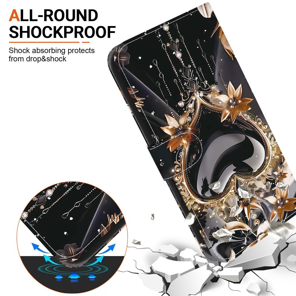 Wallet Case for Xiaomi Poco X7 5G/Redmi Note 14 Pro 5G/Note 14 Pro+ 5G Pattern Printing Leather Stand Phone Cover with Strap