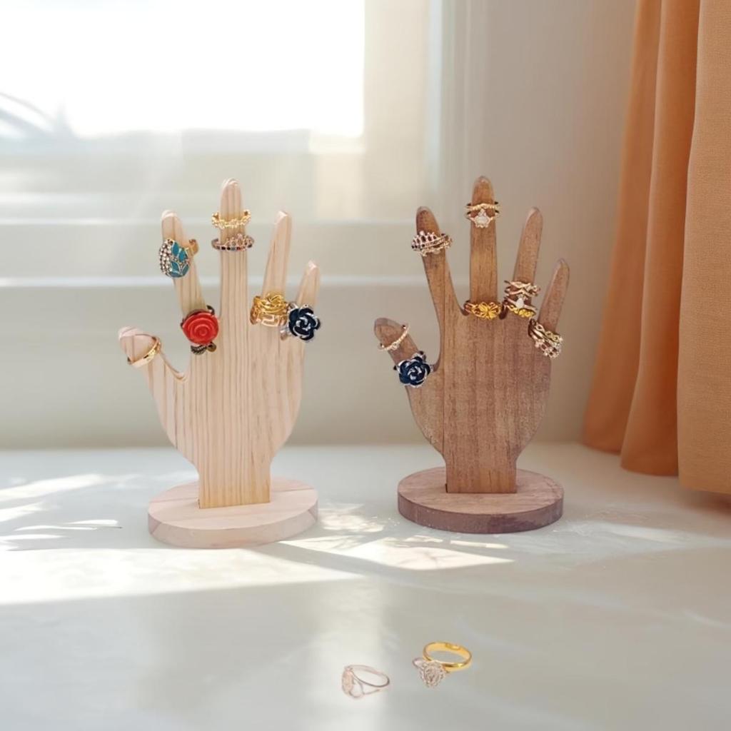 Wooden Hand Form Bracelet Bangle Display Stand Mannequin Palm Shaped Ring Storage Holder Desktop Jewelry Organizers