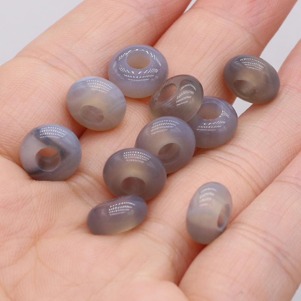 Agate con Foro Grande Perline Sfuse Perle Rotonde Loto Perle Forate Perle di Pietra d'Agata Creazione di Gioielli