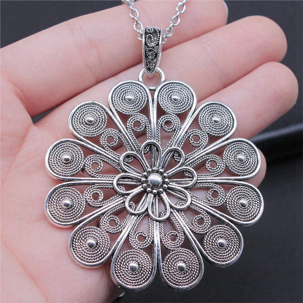 Blume des Lebens Heilige Geometrie Anhänger Antik Bronze Metall Jungen Halskette Trendiges Geschenk