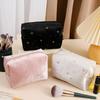 Cosmetic Pouch Spacious Velvet Cosmetic Bag Travel Toiletry Organizer With Star Pattern Portable Makeup Case For Lipstick