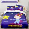 3pcs Custom Name Aggu The Little Wizard Bedding Set Duvet Cover Closure Includes 1 Duvet Cover & 2 Pillowcases, Soft and Comfortable for All Seasons.