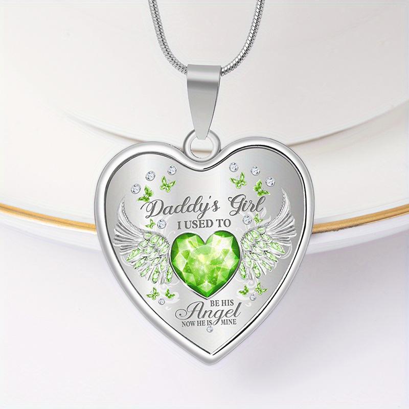 12 Months Angel Wings Daddys Girl Heart Pendant Necklace Birthday Gifts For Daugher Epoxy Jewelry