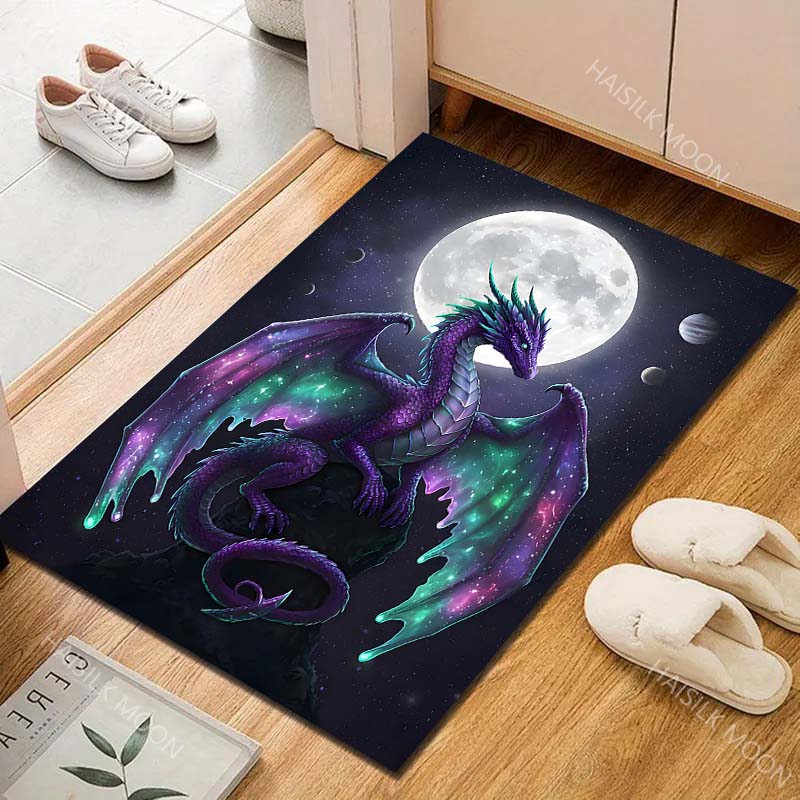 Purple cosmic dragon with moon Print Carpet Rug for Living Room Bedroom Sofa Doormat Home Decor Non-slip Floor Mat