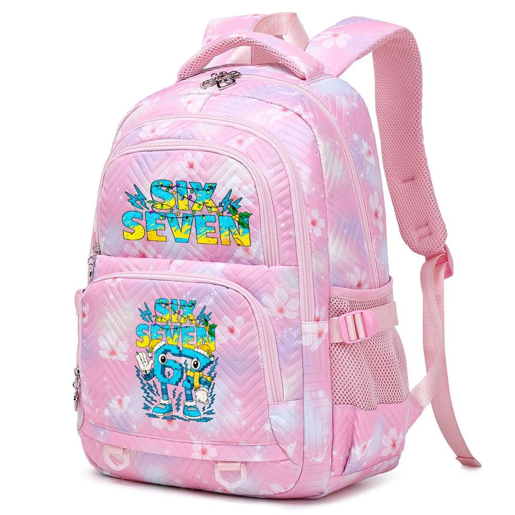Italienischer Brainrot Sechs Sieben Rucksack Grundschüler Jungen Mädchen Spaß Zurück zur Schule Geschenk Cartoon 67 Nummern Design Thema Wasserdichter Rucksack
