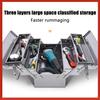 3 Layer 5 Tray Cantilever Tool Box Metal Folding Portable Auto Maintenance Tool Storage Box Organizer Stainless Steel