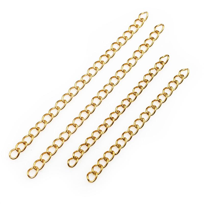 50pcs 4x3mm 5/7cm Stainless steel Gold Bulk Necklace Extension Chain Tail Extender Bracelet Chains For Jewelry Making Findings