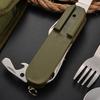 7 In 1 Multifunctional Outdoor Cutlery Portable Knife Spoon Fork Opener Can Opener Picnic Camping Hiking Trip Foldable Cutlery