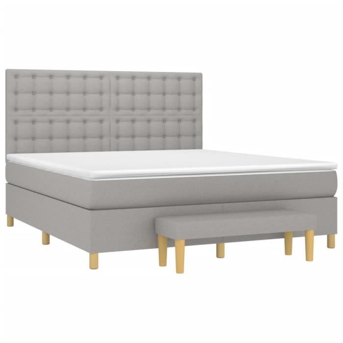 VidaXL Lit à sommier tapissier avec matelas Gris clair 180x200cm Tissu - Modèle 3137493