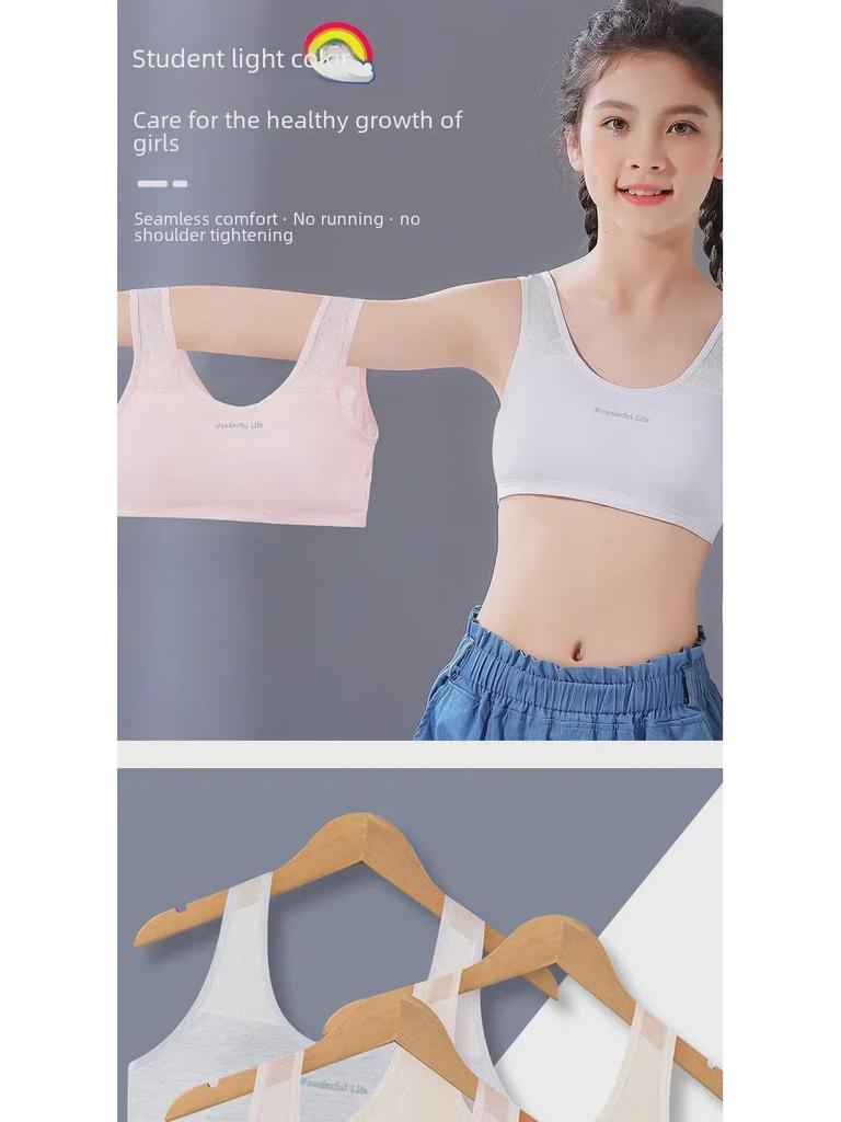 Dívčí podprsenka ze síťoviny z čisté bavlny s pevnými vycpávkami