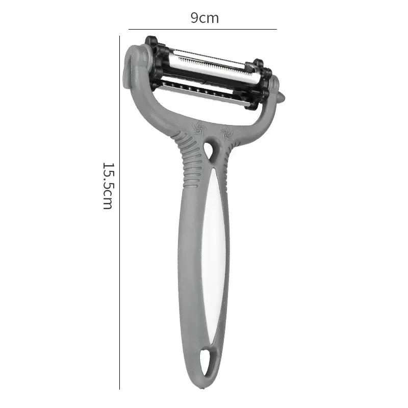 

Многофункциональная овощечистка 3 в 1, вращающаяся на 360 градусов, кухонный инструмент, овощечистка для фруктов, моркови, картофеля, резак, слайсер серый