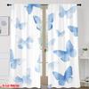 2PCS Digital Printed Curtains, Blue Print Butterfly Vintage Insect Pattern, Window Drapes for Living Room Bedroom Home Decor
