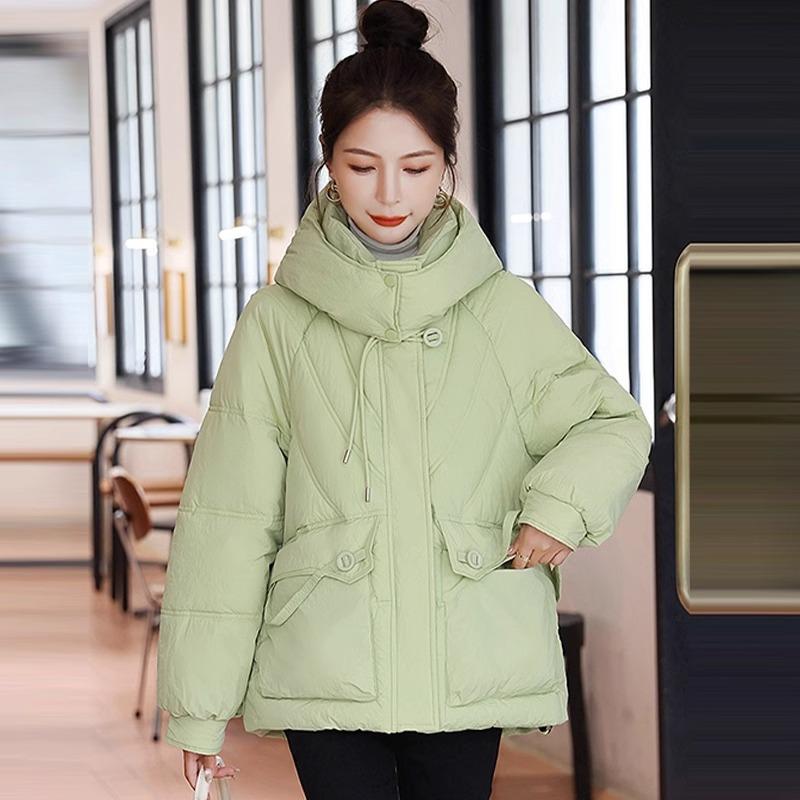 2025 Short Hooded Down Cotton Jacket Women's New Winter Thickened Warm Padded Jacket Loose Bread Jacket