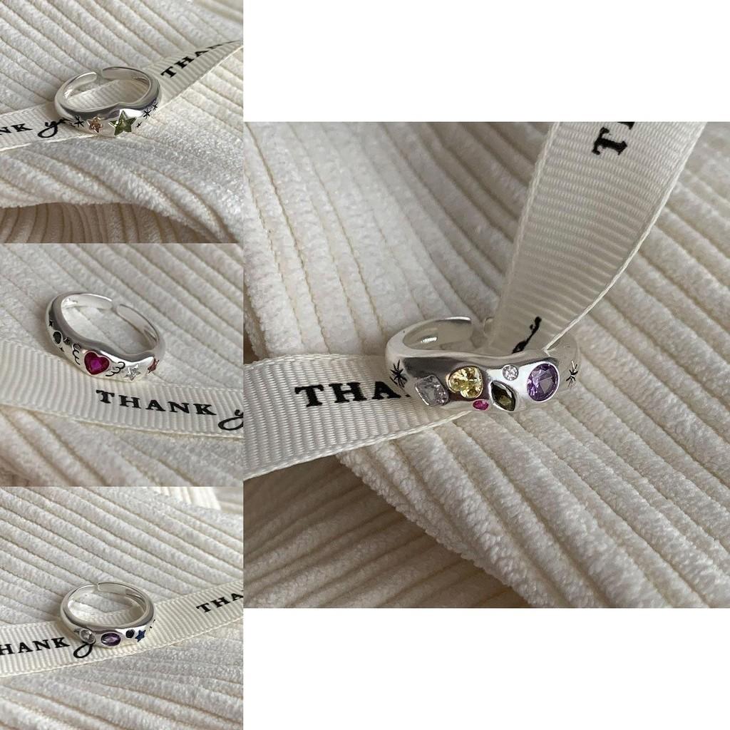 Stunning Vintage Design Colorful Zirconia Stone Adjustable Ring For Women Fashion Accessory