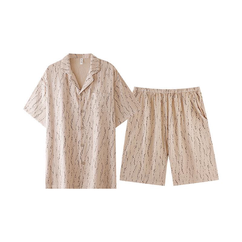 Baby Cotton Summer Camisole: A-Class Pure Cotton Double Layer Gauze Couple Pajamas - Women's Short Sleeve & Men's Set