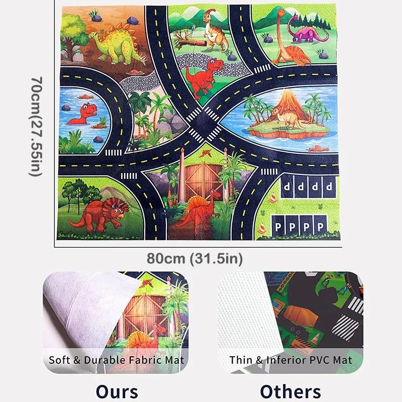 

Детский игровой коврик 80*70 см «Парковка» - Многотемное одеяло с транспортными маршрутами, набор фигурок динозавров, игровой коврик для маленьких мальчиков 80x70cm