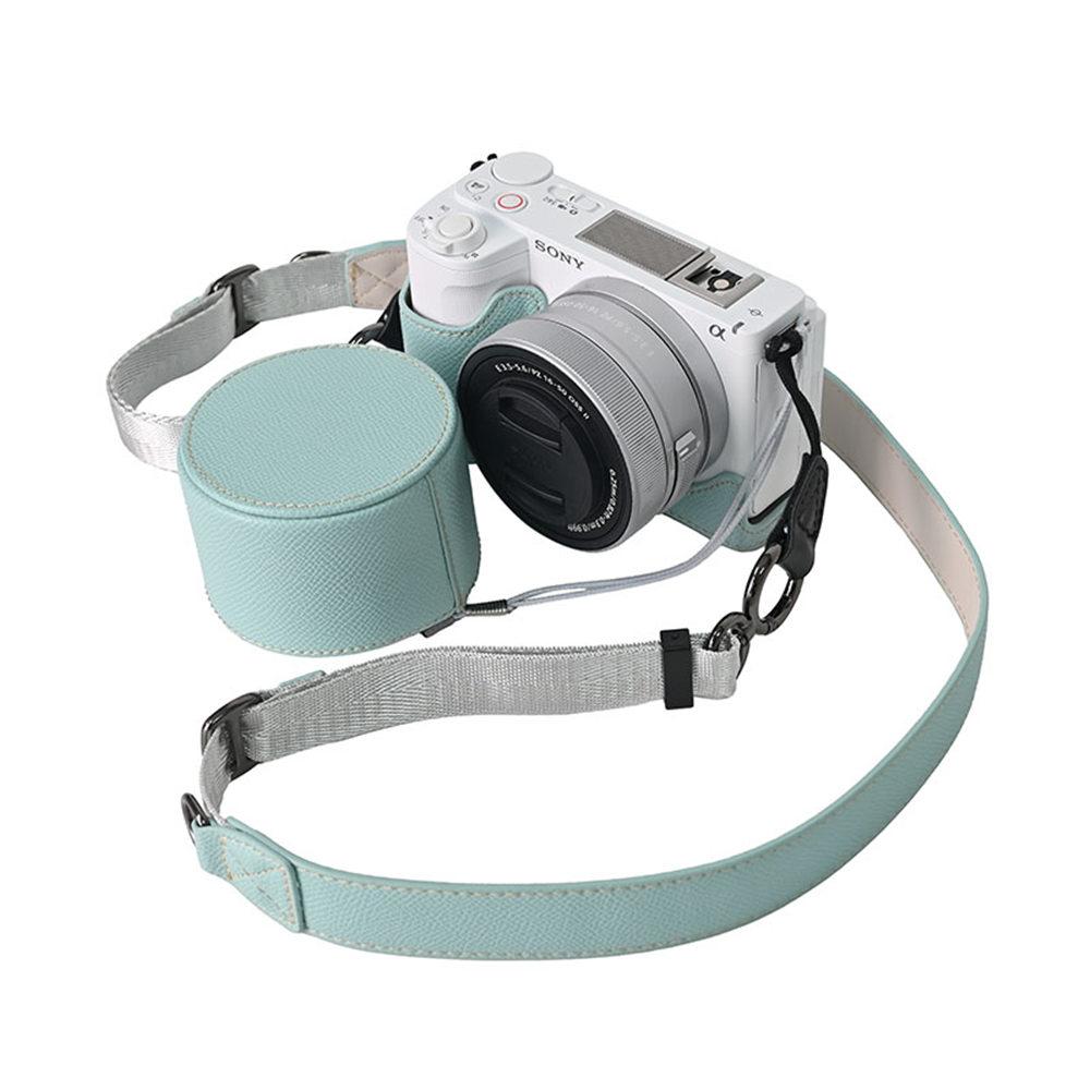 ZVE10II Palm Print Camera Bag PU Leather Half Body Cover for Sony ZVE10 Mark II ZVE10M2 ZVE10II 16-50mm Case With Lens Cap