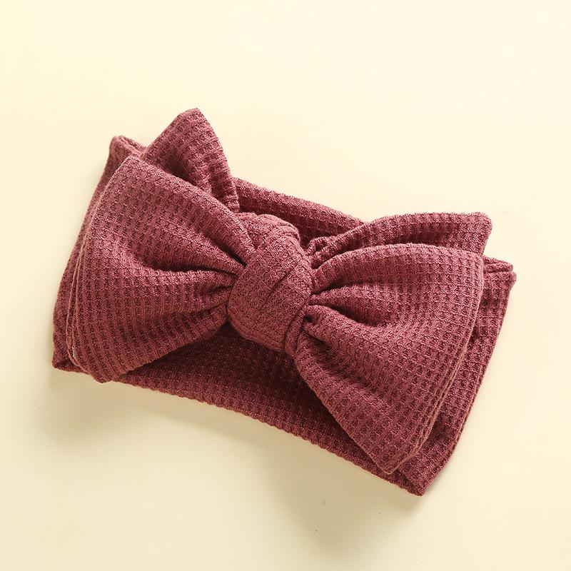 European & American Handmade Baby Hair Accessory: Large Bow Double Layer Waffle Texture Headband for Kids