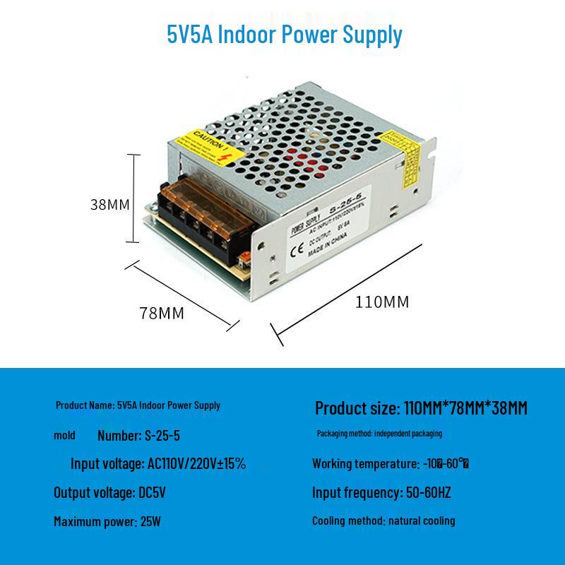220V To 12V/24V/5V DC Power Supply for LED Strip Lights - 5A/10A/30A, 60W Transformer