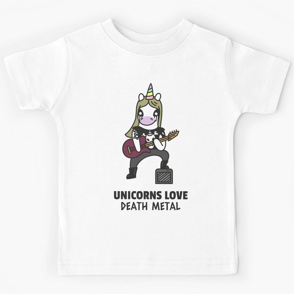 Unicorns Love Death Metal Kids T-Shirt 100