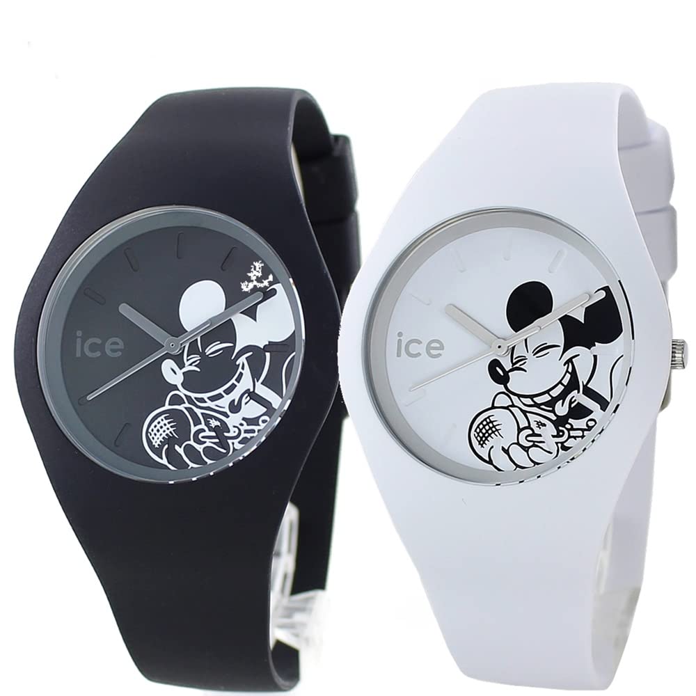 Ice Watch Pair Storage Box Mens Womens Disney Collaboration Unisex Silicone 40mm Medium Wristwatch (no.1 Black/White)
