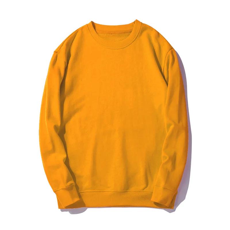 Wovey Heren Sweatshirts Tops Effen Kleur Heren Ronde Hals Sweatshirts Jas Lange Mouw Blanco Man Katoenen Trui M geel