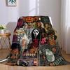Horror Movie Halloween Flannel Blanket Warm Soft Halloween Christmas Couch Warm Cozy Decorative Decor Gift for All Season