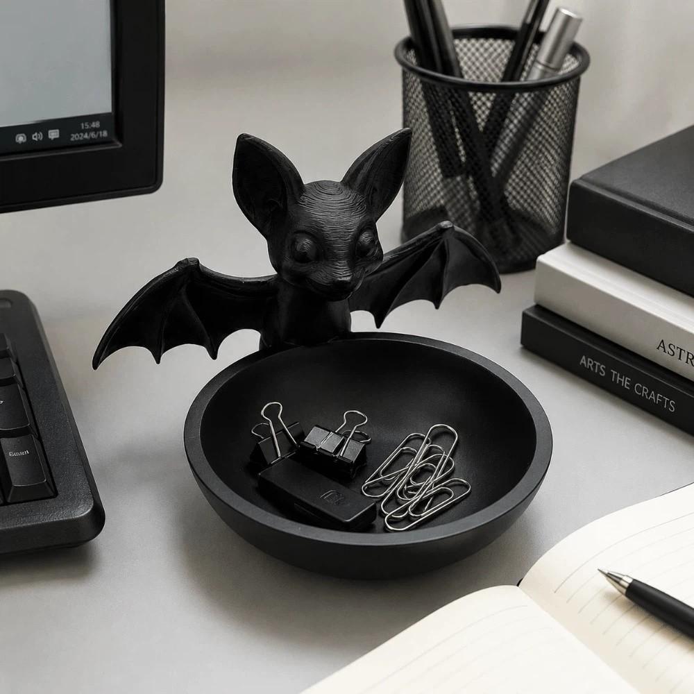 Gothic Style Bat Storage Box Halloween Display Holder Container Bat Decorative Tray  Desk