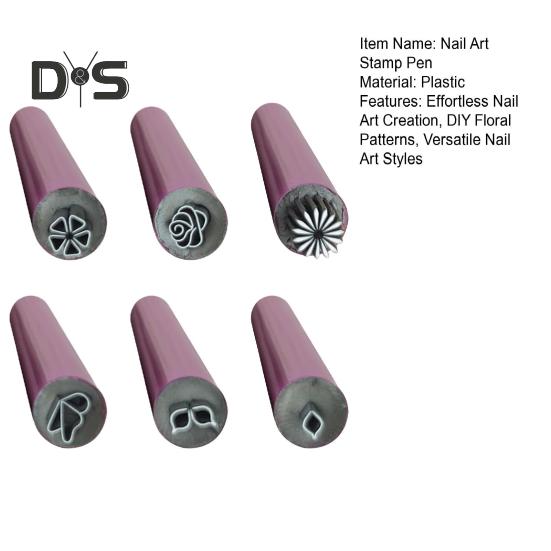6Pcs Nail Art Stamp Pen Set Easy To Use DIY Gel Nail Pens for Beautiful Flower Patterns Nail Stamping Polish Printer Kit for Manicure