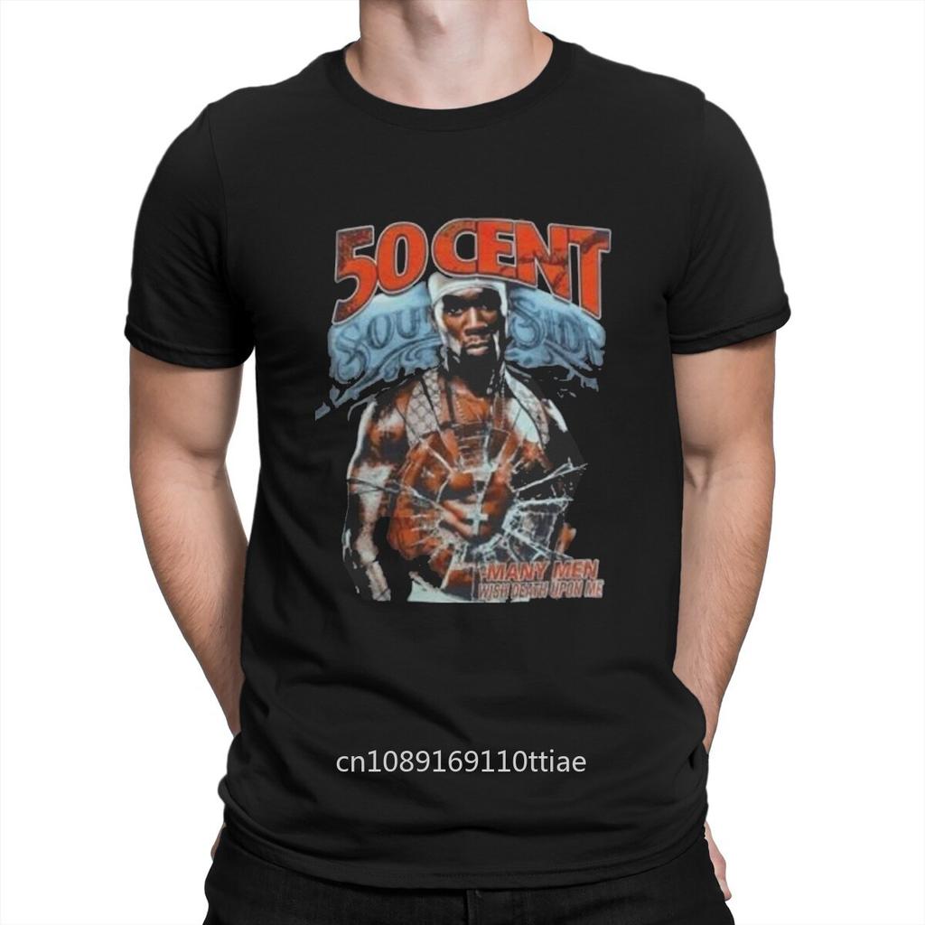 Men Popular American Rap Singer T Shirt 50 Cent Pure Cotton Tops Funny Short Sleeve Crew Neck Tee Shirt Gift Idea T-Shirts