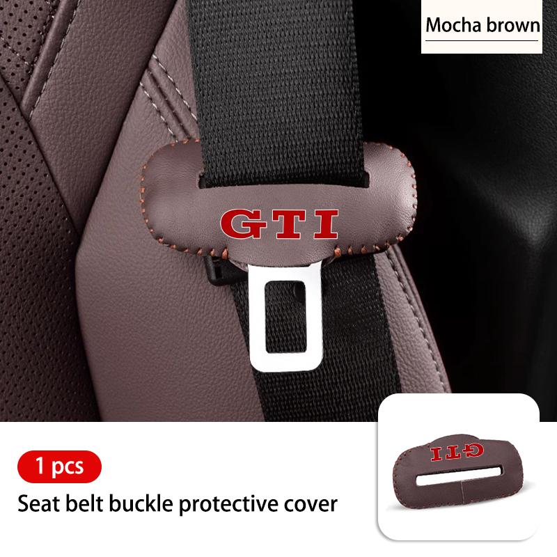 2/5pcs Leather Seat Belt Buckle Protective Cover Wear Resistant For Volkswagen VW Golf 4 5 6 7 GTI Tiguan Passat B5 B6 B7 CC