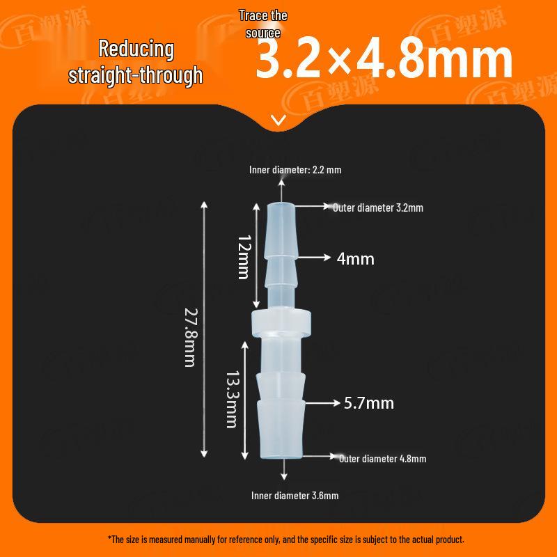 Two-Way Straight Through Plastic Hose Reducer Connector for Fish Tanks