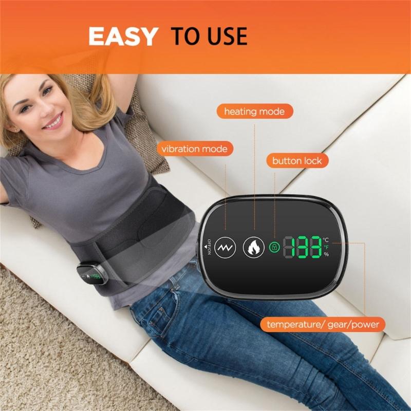 Portable Heating Pad Heated Lumbar Belt with Infrare Light Therapy and Vibrations for Office Worker and Athletes