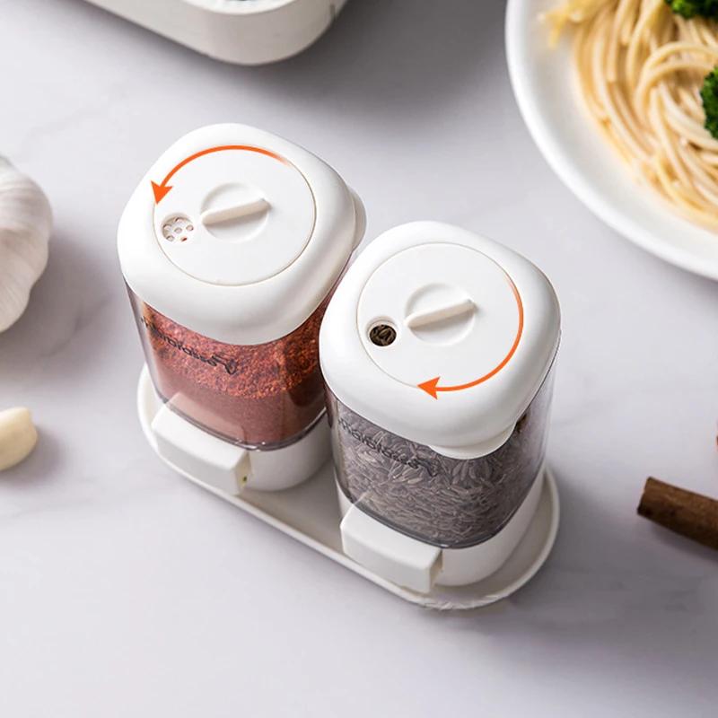 Push-type Salt Dispenser Sugar Bottle Spice Pepper Shaker Can Jar PushType Seasoning Container Quantitative Spice Container