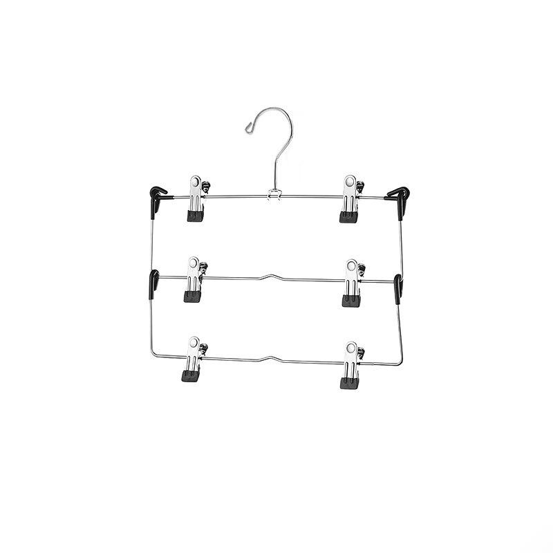 6-Layer Adjustable Foldable Metal Hanger with Clips for Skirts and Pants