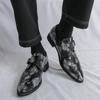 Men Printing Monks Loafers Shoes Wedding Party Shoes Casual Formal Business Leather Dress Prom Nightclub Shoes Plus Size