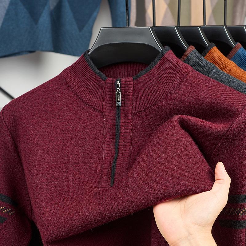 Men's Half-Zip Thick Knit Sweater – Stylish Autumn/Winter Casual Business Base Layer