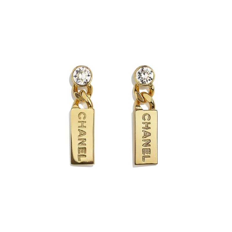 

CHANEL brass crystal earrings золотий
