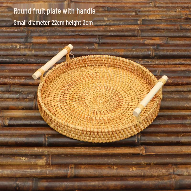 Panier à pain et à fruits en rotin tissé à la main - Plateau en bambou pour rangement et décoration de la maison