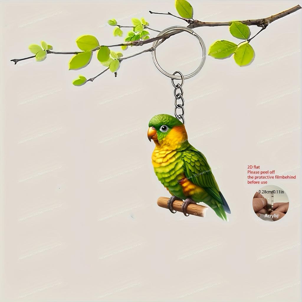 Cute Parrot 2D Acrylic Keychain, Decorative Hanging Charm for All Events & Holidays, Ideal Gift Choice