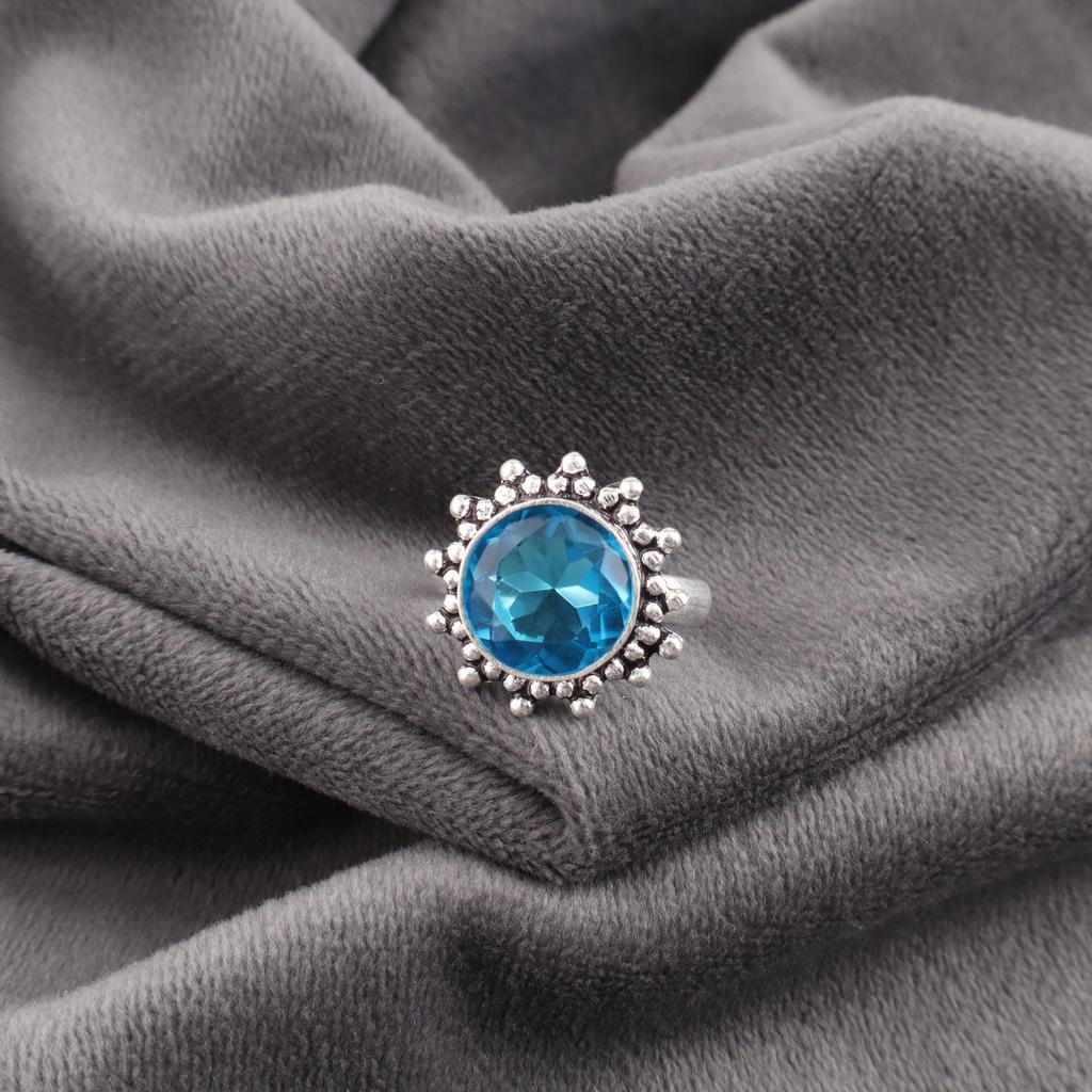 Swiss Blue Topaz Gemstone Jewelry, 925 Solid Sterling Silver Ring, Handmade Silver Ring, Amazing Swiss Blue Topaz Ring For Women