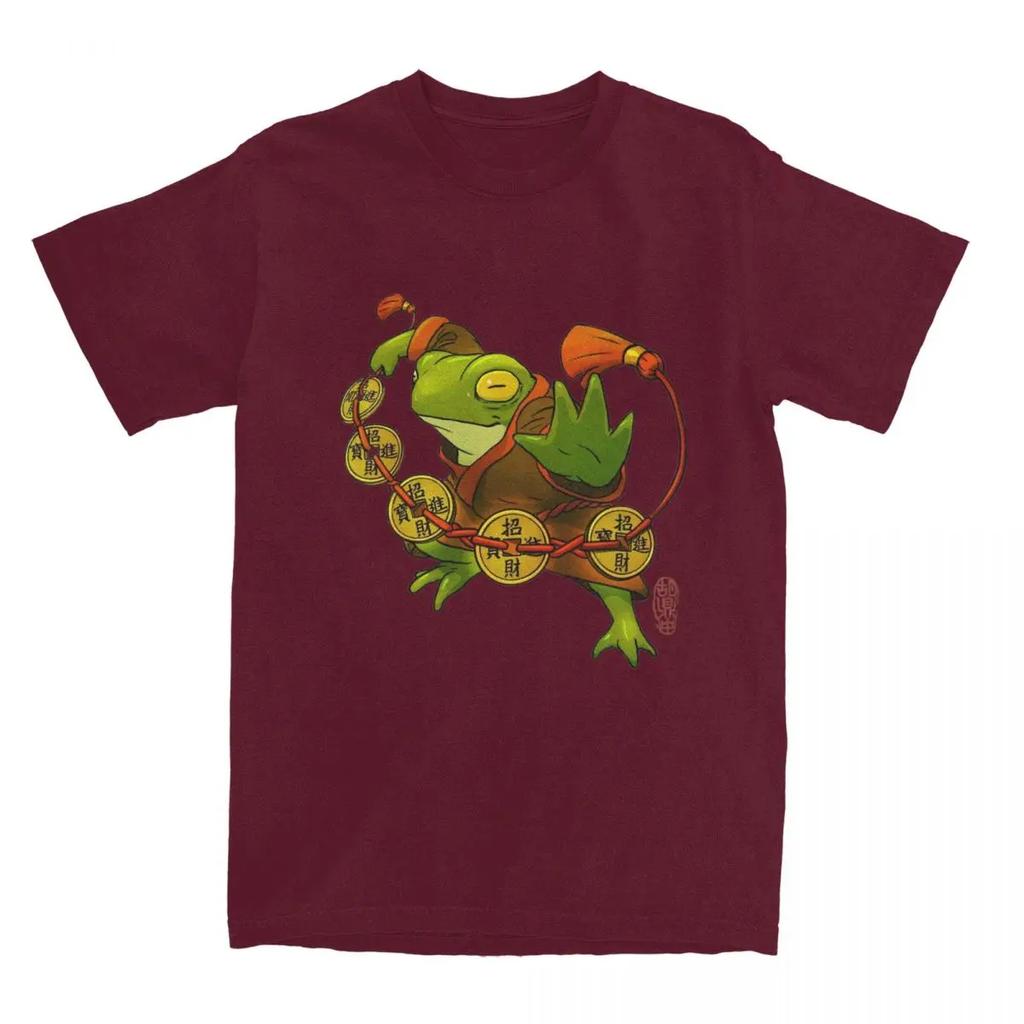 Frog Lucky Coins Shirt Accessories Men Women's Pure Vintage Tee Shirt Short Sleeve Clothing Unique
