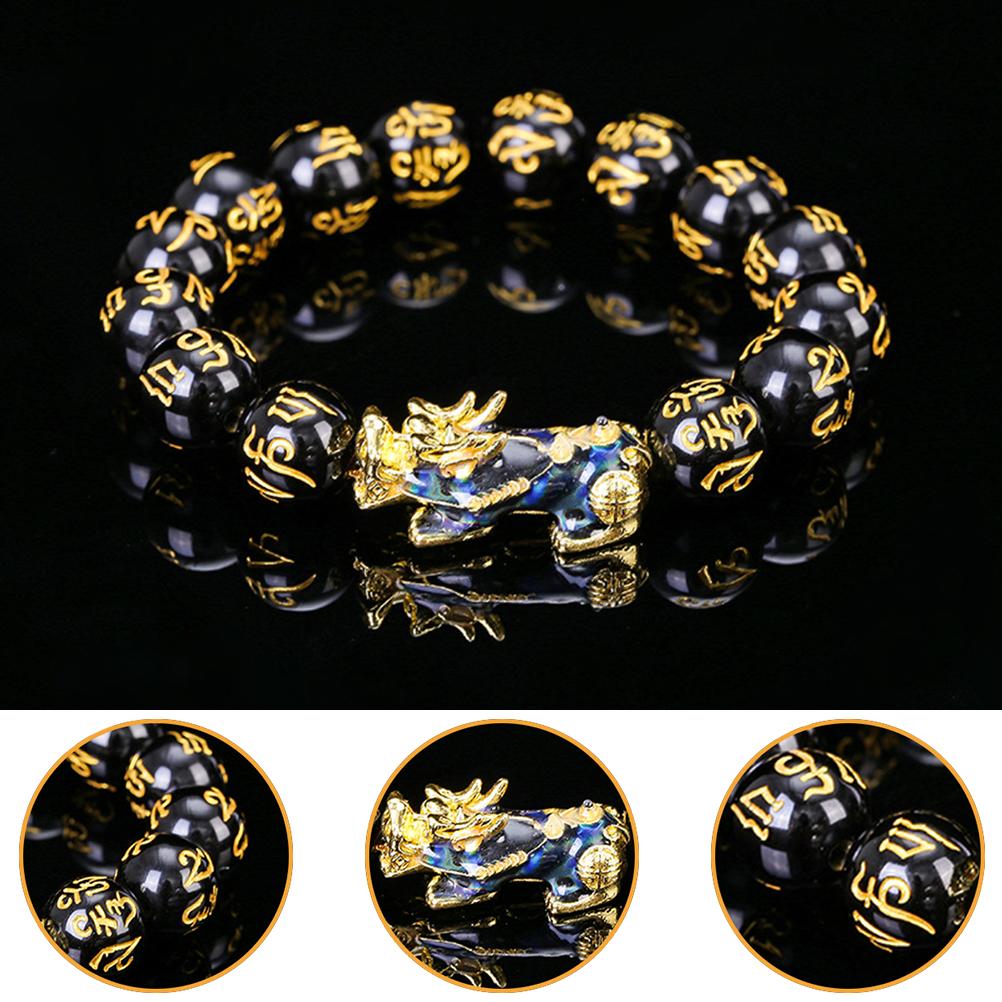 Feng Shui Hand Carved Bead Bracelet Color Changed with Golden Plating Bead Jewelry