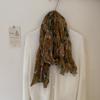 Cotton and Linen Scarf Autumn Floral Retro Silk Scarf Shawl Floral Fried Dough Twists Scarf