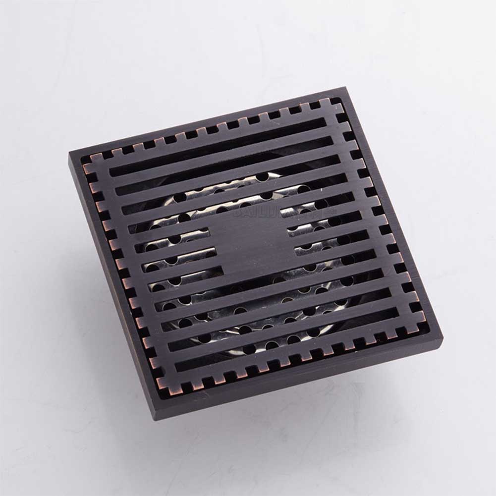 Ванная комната Душевая кабина Пол Слив Полный Медный Квадратный Дезодорирующий Душевой Слив Black 3#1