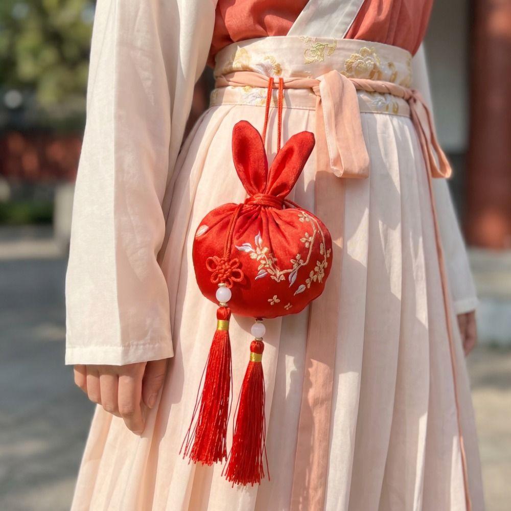 Handmade Mid-Autumn Festival Rabbit Sachet Bag Hanging Embroidery Sachet Pendant Home Decor