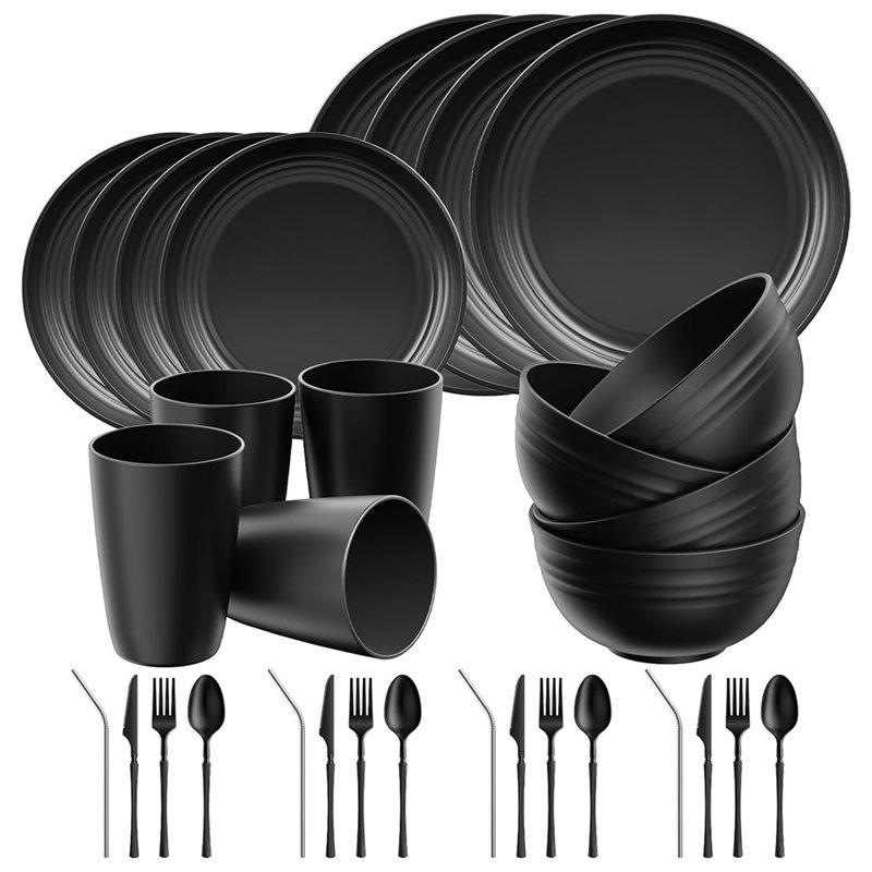 J1UL1N 32-Piece Unbreakable Dinnerware Set For