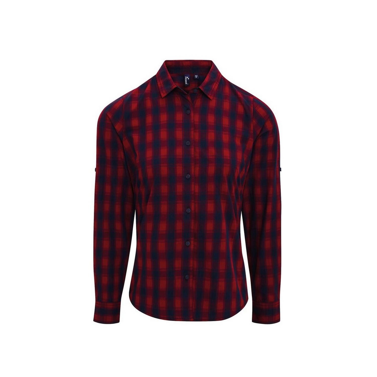 Premier Camisa de manga larga a cuadros Mulligan para mujer/señora rojo/azul oscuro